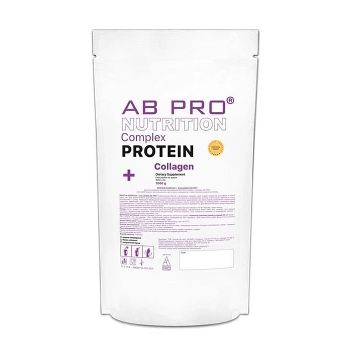 Протеїн та колаген AB Pro Nutrition Complex Protein + Collagen в порошку, зі смаком банана та абрикос, 1 кг